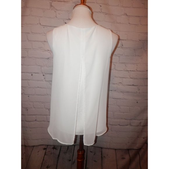 CHICO'S Top Blouse 0 Small White Layered Tank - Picture 4 of 5